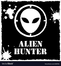 Alien hunter logo on black background Royalty Free Vector