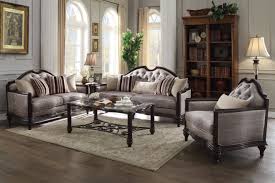 Azis Traditional Gray Dark Fabric Walnut Wood Foam Living Room Set Furniture Cheap Living Room Sets Living Room Sets