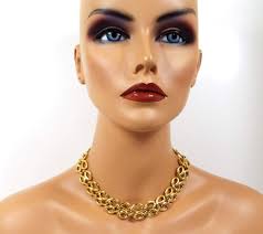 Anne Klein Vintage Chain Link Necklace, Gold Tone With Toggle Clasp