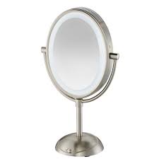 Make a framed or framless oval mirror wall mount with sturdy handles for above a stylish look can add depth and vertically. Conair Double Sided Lighted Vanity Mirror With Led Lights 1x 7x Magnification Chrome Be157 Walmart Com Walmart Com