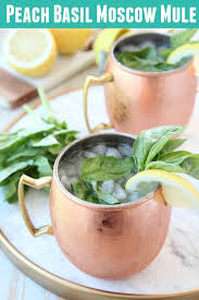 For A Refreshing Variation On A Classic Moscow Mule Cocktail Try This Peach Basil Moscow Mule Recipe Featuring Peac Moscow Mule Recipe Peach Vodka Mule Recipe