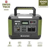 Swiss Tech 1000W portable power station 999Wh solar generator for camping & emergency use