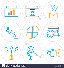 Set Of 9 Simple Editable Icons Such As Hierarchical