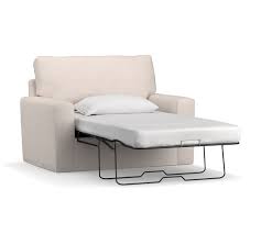 Not quite as sleek/elegant as the york, so that's why it won out. Pearce Square Arm Slipcovered Twin Sleeper Sofa Bed Pottery Barn