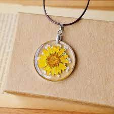 Handmade Kiku Flower Necklace Flower Necklace Yellow Daisy Flower Flower Jewellery