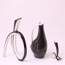 The ceiling plate is made of solid porcelain and the shade is made of white glass. Vaser 3 Pieces Porcelain Lindner Kueps Bavaria Germany 1950s Ceramics Porcelain European Auctionet