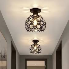 Vova Modern Black White Chrome Crystal Ceiling Light Fixtures Chandeliers Lamps Lamparas De Techo Cristal Lustre For Hallway Kitchen Bathroom Home Lighting