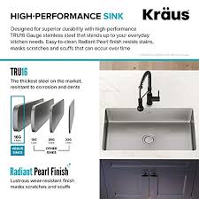 Kraus pax 22.5 rectangular undermount single bowl stainless steel kitchen sink. Kraus Ka1us32b Dex 32 Inch Undermount 16 Gauge Antibacterial Stainless Steel Single Bowl Kitchen Sink Kitchenfaucets Com