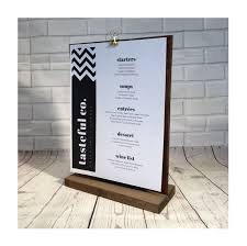 Menu Clipboard Table Menu 8 5x11 Stand Menu Wooden Menu Retail Signs Wood Menu Sign Holder
