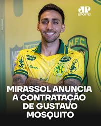 REFOR&Ccedil;O NO LE&Atilde;O DA ALTA!🟡🟢 O Mirassol anunciou a contrata&ccedil;&atilde;o de Gustavo Mosquito. O atacante estava no Jubilo Iwata, do Jap&atilde;o, e assinou contrato com o time paulista at&eacute; o fim de