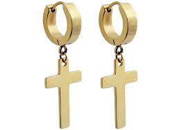 Only 3 available and it's in 10 people's carts. Dangling Cross Hoop Earrings With 14k Gold Plated Stainless Steel Cross