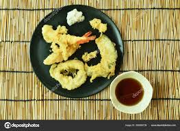 Crevettes Frites Croustillantes Oignon Citrouille Dans Farine Sauce Soja Japonaise Photographie Pedphoto3pm C 382488708