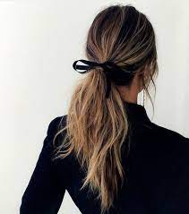 Ponytail With Black Ribbon Hair Styles Hairstyle Long Hair Styles