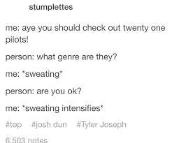 What Genre Are They Someone Asks O I Answer Twenty One Pilots The Twenties Pilot