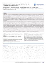 Pdf A Systematic Review Of Dextrose Prolotherapy For Chronic Musculoskeletal Pain