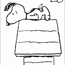 Drawing of a dog house. Snoopy On Dog House Coloring Pages