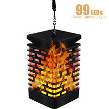 Solar Flame Hanging Lantern Lights Outdoor Solar Lanterns Light Ip55 Waterproof With 99 Bright Leds Dancing Flicking Effect For Garden Lantern Patio Umbrella Lamp Tree Pool Pavilion Lawn Porch Decor Wish