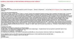 Director Regulatory Agency Offer Letter
