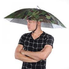 Portable Rain Umbrella Hat Army Green Foldable Outdoor Pesca Sun Shade Waterproof Camping Fishing Headwear Cap Beach Head Hats Rain Umbrella Army Green Umbrella