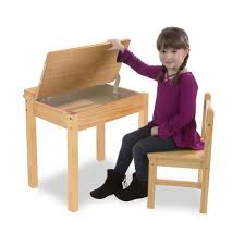Melissa Doug Child S Honey Wooden Lift Top Desk Chair Set In 2020 Desk And Chair Set Childrens Desk Kids Desk Chair