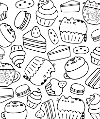 Cute pusheen coloring pages printable pusheen the cat. Pusheen Coloring Page Food Novocom Top