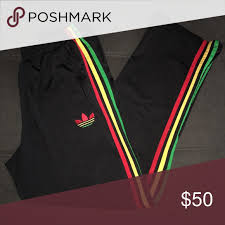 Black And Yellow Adidas Track Pants Adidas Rasta Track Pants In 2020 Yellow Adidas Adidas Black Pants