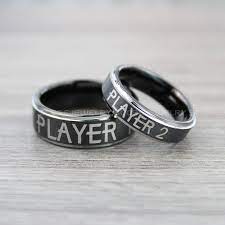 Player 1 Player 2 Rings Gamer Ring Gamer Wedding Bands Couple Ring Set Player 1 Ring Player 2 Ring Black W Couple Wedding Rings Black Tungsten Band Rings