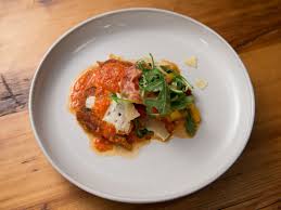 Eggplant Lasagna With Marinated Red Pepper And Arugula Salad Recipe Stuffed Peppers Food Network Recipes Arugula Salad