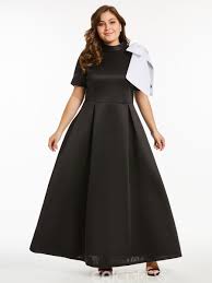 Ericdress Plus Size Bow Plain Short Sleeve A Line Dress