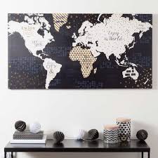 Toile Carte Du Monde 50 X 98 Cm Shiny World Maisons Du Monde Carte Du Monde Deco Carte Du Monde Tableau Carte Du Monde
