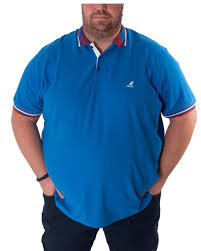 kangol mens bayne short sleeve plus size polo shirt in blue