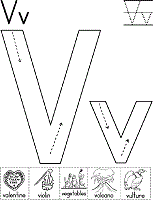 This letter v coloring page has a large picture of a volcano to color along with a capital and lowercase letter v. Letter V Coloring Pages Worksheets And Color Posters