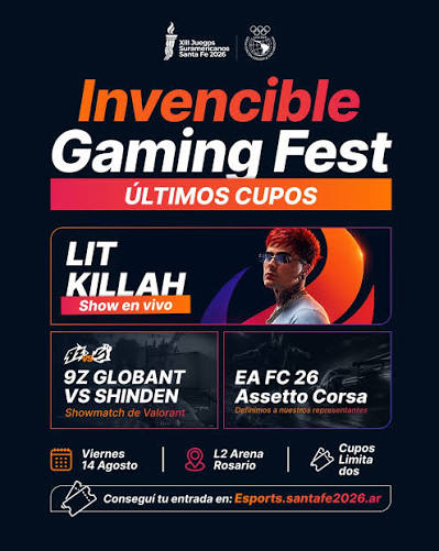 👉 El viernes, la L2 Arena será escenario de las definiciones nacionales de EA SPORTS FC 26 y Assetto Corsa, un showmatch de VALORANT entre 9z Globant y Shinden, experiencias gaming y