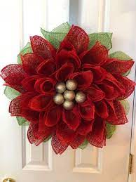 Christmas Wreath Christmas Flower Poinsettia Wreath Poly Etsy Burlap Flower Wreaths Burlap Christmas Tree Burlap Flowers