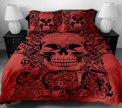 Gold skull fitted with elastic bed sheet. 3 Pcs Skull Bedding Set Skull Pattern Twin Full Queen King Duvet Cover Set Red Ebay