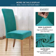 Bonded leather in brown or off white or blue in fabric. Smiry Velvet Stretch Dining Room Chair Covers Soft Removable Dining Chair Slipcovers Set Of 2 Peacock Green Pricepulse