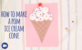 The winter olympics are here, and as part of this week's winter olympic games for kids series, we started things off by lighting our ice cream cone with sugar cones filled with orange sherbet flames, it's the perfect treat to get us off on the right foot! Pom Ice Cream Cone Craft Project Ideas