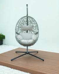 Grey hanging garden egg chair, also on sale in black. Hanging Egg Chair Single Swing Seat Garden Hammock Chair Briq