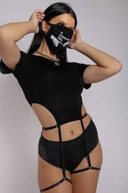 Sexy stockings and garter sets. Baddies T Shirt Garter Black