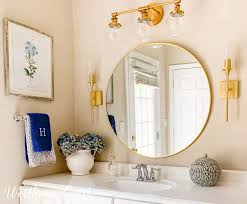 The slimmer curved shape leaves plenty of room for chic geometric sconces. Master Bathroom Vanity Makeover And Decor Worthing Court