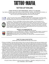 Tattoo aftercare can be confusing, especially if it is a person's first tattoo. 27 Tattoo Aftercare Instructions Form