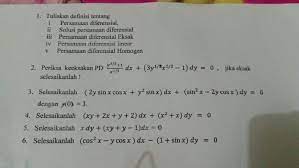 Contoh persamaan diferensial pada suatu kehidupan adalah penentuan sebuah kecepatan bola yang jatuh bebas di udara, hanya dengan memperhitungkan gravitasinya dan tahanan udara. Soal Dan Pembahasan Ujian Tengah Semester Uts Persamaan Diferensial Versi 2 Mathcyber1997
