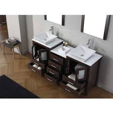 Check out our extensive range of bathroom sink vanity units and bathroom vanity units. Bathroom Vanities 66 Dior Double Sinks Bathroom Vanity Set In Multiple Finishes With Countertop By Virtu Usa Kitchensource Com
