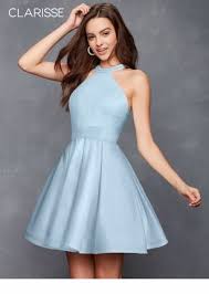 Powder Blue Halter Satin Homecoming Dress S3489 Cotillion Dresses Homecoming Dresses Short Blue Homecoming Dresses