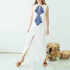 Cotton Line Casual V Neck Maxi Dress Mumetaz Kleding V Hals Katoen