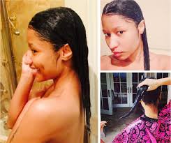 Nicki Minaj Shows Of Her Perm While Taking A Shower Natural Hair Styles Weave Hairstyles Real Hair Wigs