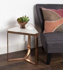 Perera Marble Triangle End Table Gold Side Table Living Room Triangle End Table Living Room Side Table