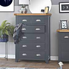 Hampshire Blue Painted Oak 2 Over 4 Chest Small Drawers Blue Furniture Large Drawers