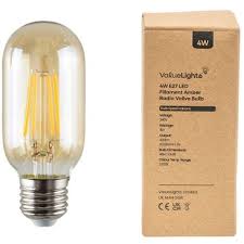 4W LED Filament ES E27 Radio Valve Amber Tubular Light Bulb