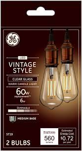 Lumens reserves the right to substitute an item of comparable value. Ge Vintage 560 Lumen 6w Dimmable St19 Led Light Bulb 60w Equivalent 2 Pack Clear 36566 Best Buy